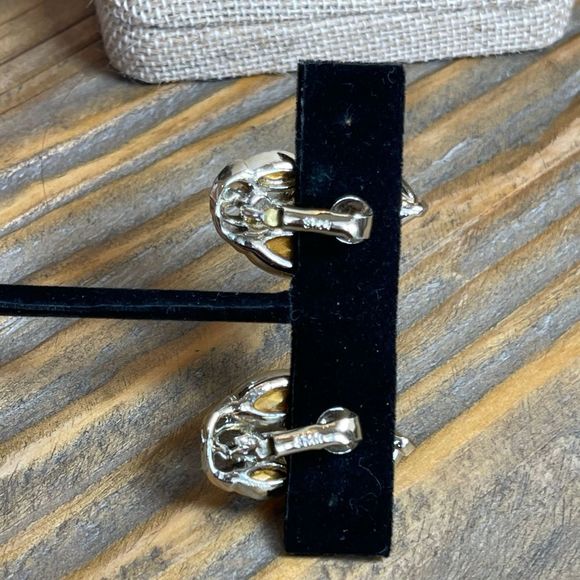 Vintage 1950s Signed STAR Clip On Rhinestone Crystal Earrings - Star Jewelry Co - Picture 7 of 8